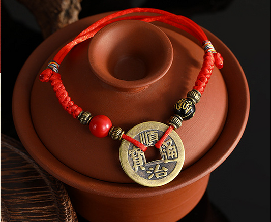 Chinese Lucky Coins Bracelet - Five Emperor Coins Feng Shui