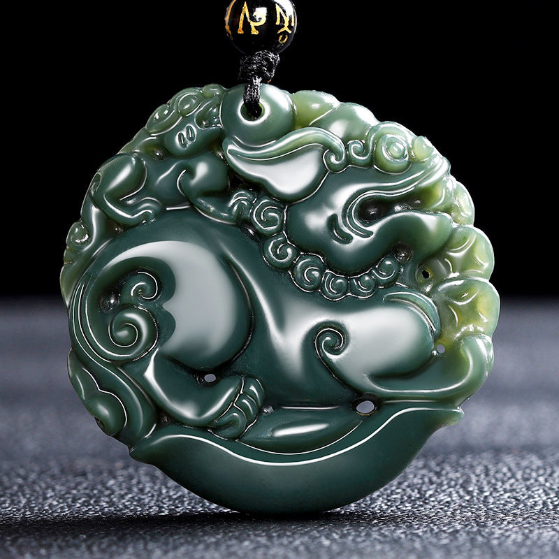 Hetian jade pixiu pendant - gambling wealth guardian pendant