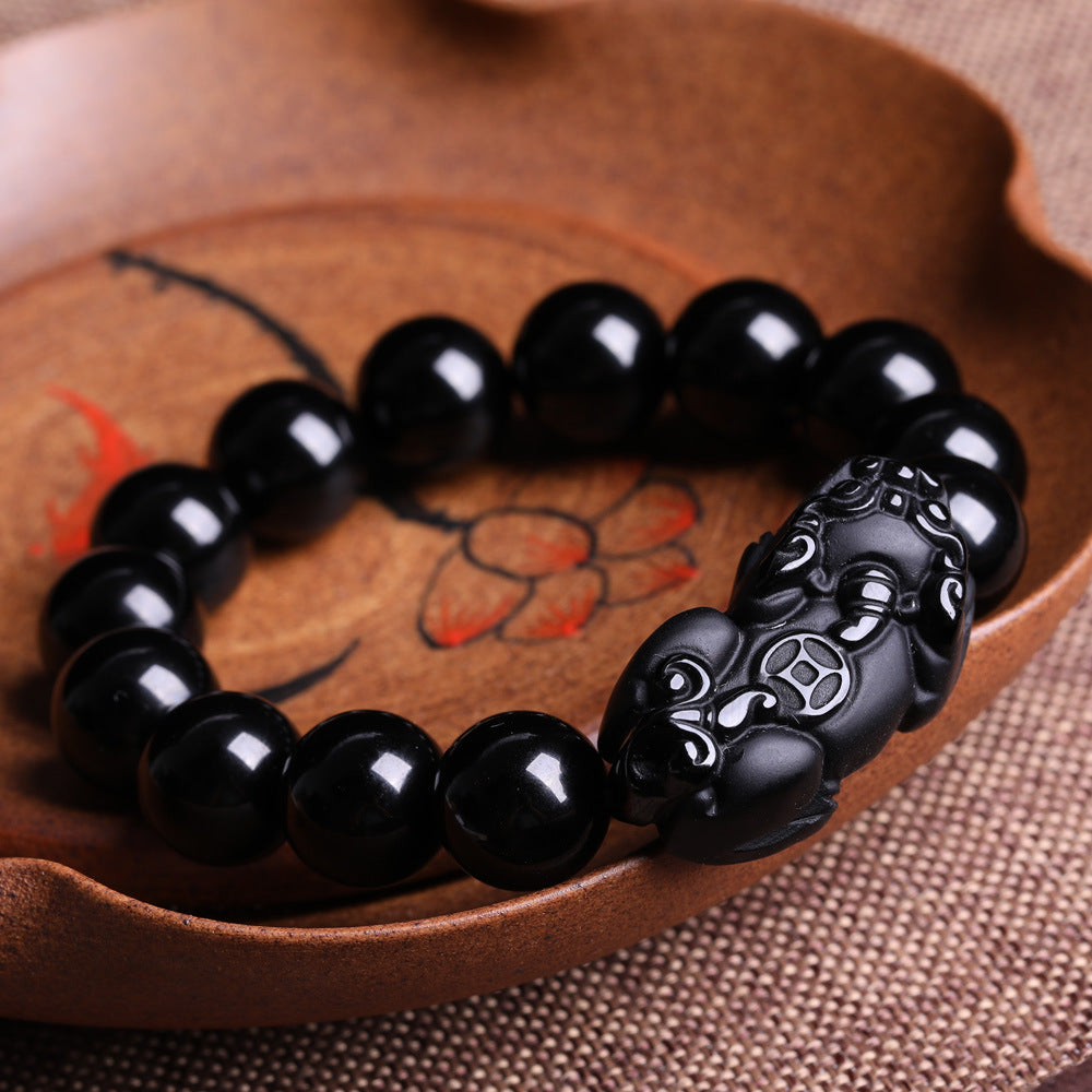 Black Obsidian Pixiu Bracelet - Wealth Protection