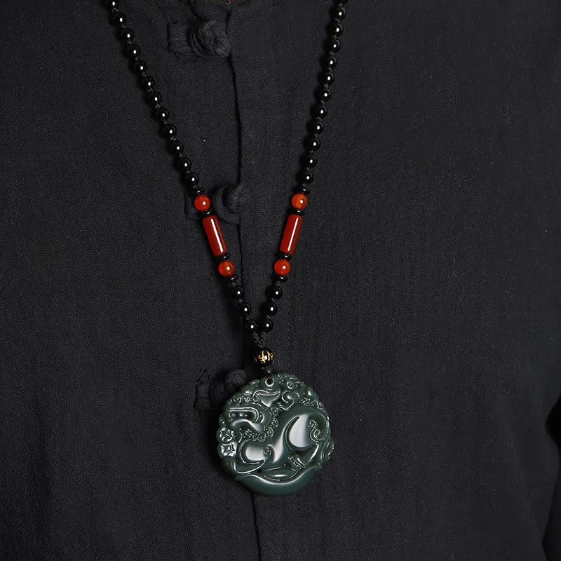 Hetian jade pixiu pendant - gambling wealth guardian pendant